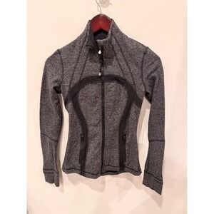 Lululemon‎ Define Jacket Herringbone Black Gray Size 4 Full Zip Thumbholes